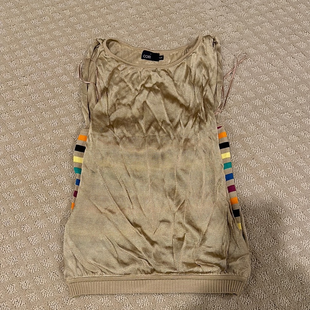 Cori knit sleeveless top with strapless striped top
